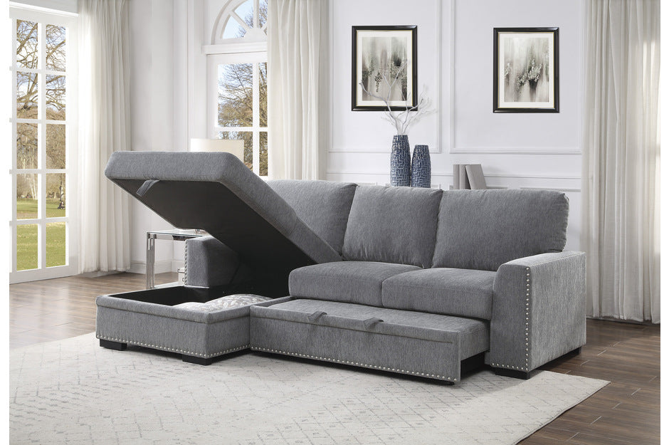 SH8891GRY* 2PC SECTIONAL W/ PULL-OUT BED & LAF CHAISE WITH STORAGE