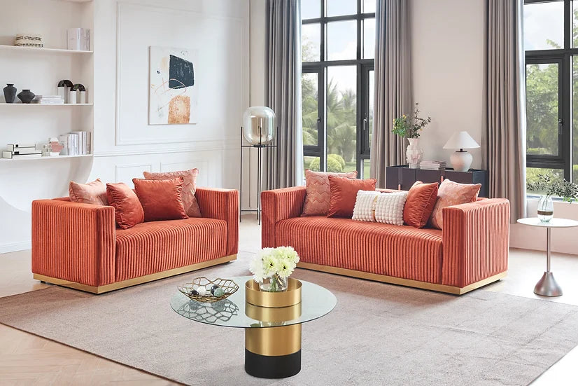 S3168 Alisha (Rust) - Sofa & Loveseat