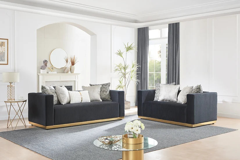 S3168 Alisha (Black) - Sofa & Loveseat