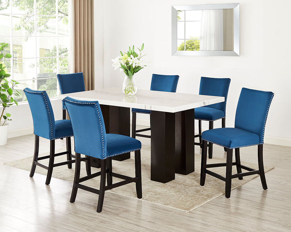 Finley - (GENUINE MARBLE) Counter Height Table & 6 Chairs