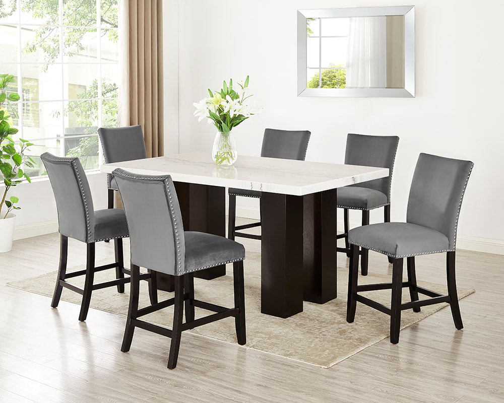 Finley - (GENUINE MARBLE) Counter Height Table & 6 Chairs