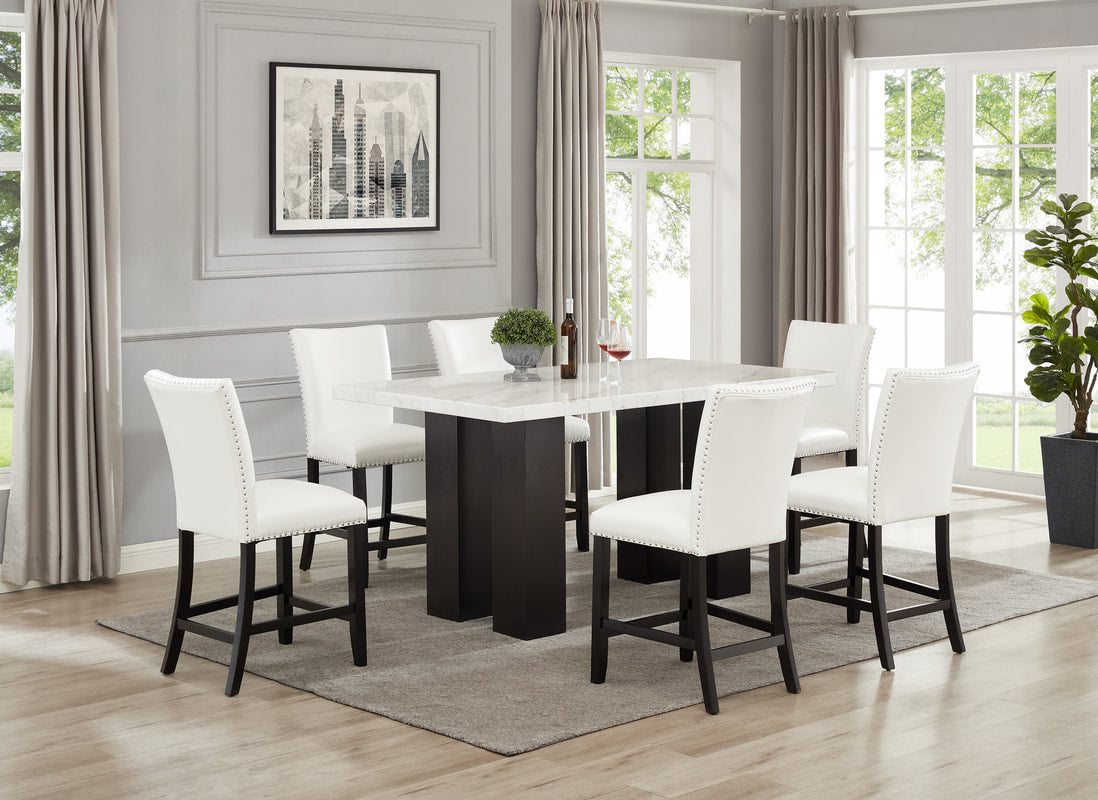 Finley - (GENUINE MARBLE) Counter Height Table & 6 Chairs