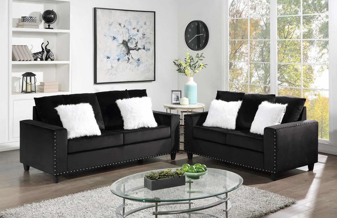 Cinderella Sofa & Loveseat Set- black