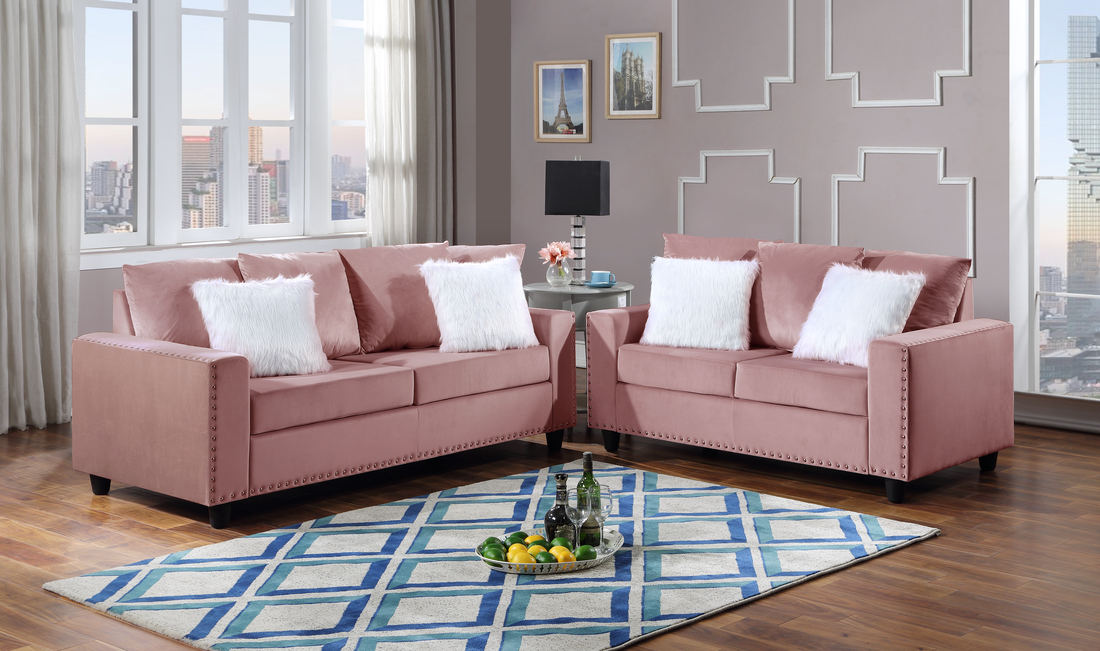 Cinderella Sofa & Loveseat Set- Pink