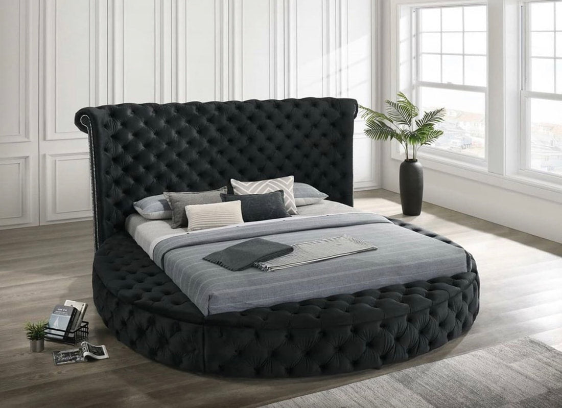 Crushed velvet deals round bed