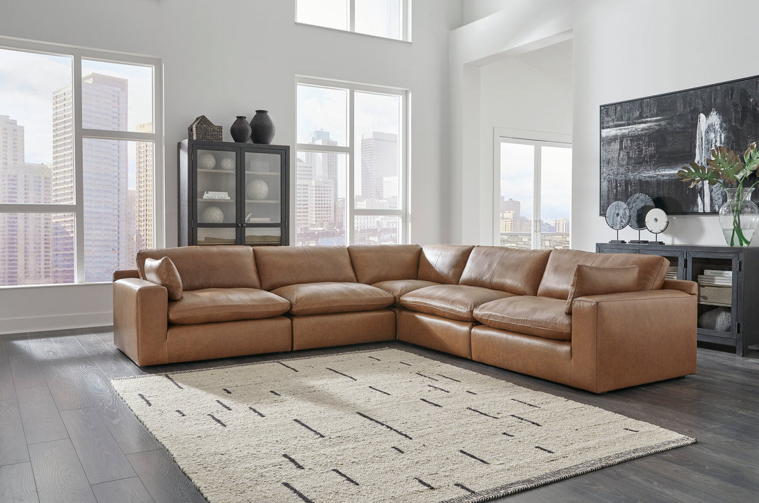 Ashley 309-01 - 5PC Genuine Leather Sectional Set