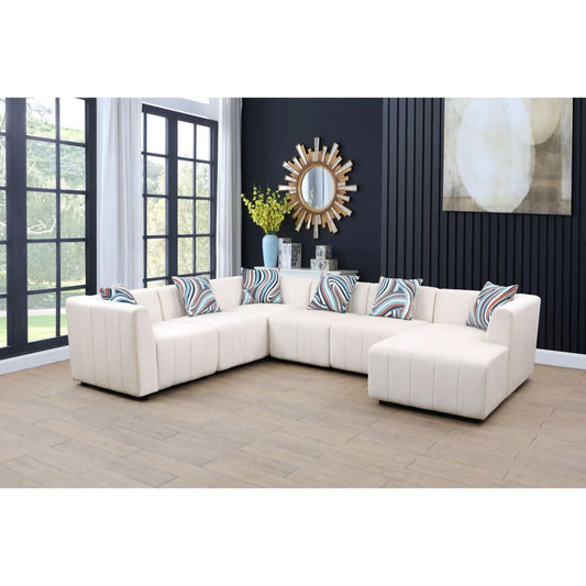 White Microfiber 6-Piece Living Room Sofa Set