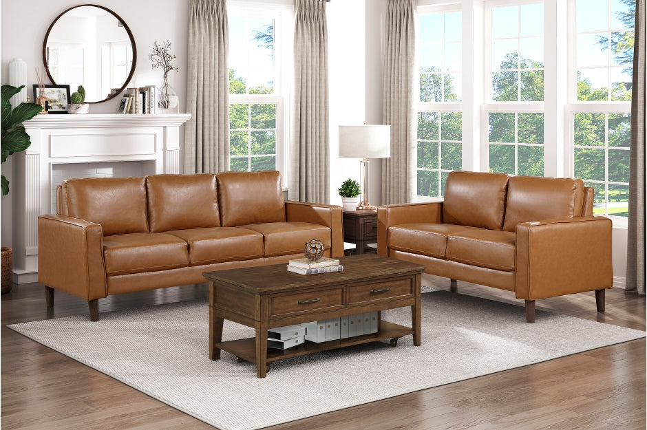 9203BRW Seating-Malcolm Collection Sofa & Loveseat