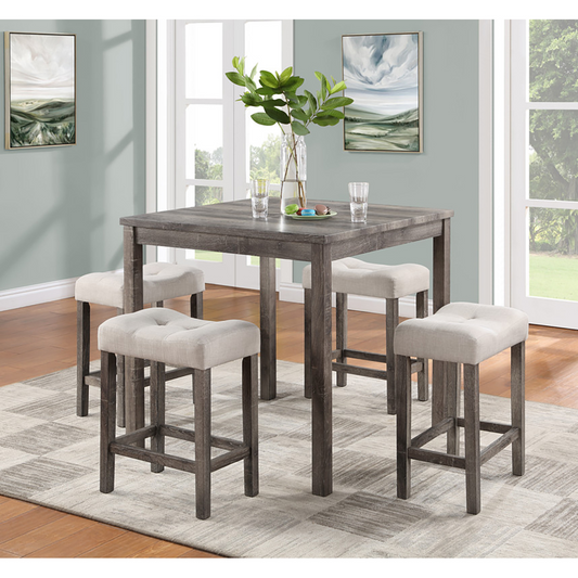 Lucian Brown 5 Piece Counter Height Table with Stools