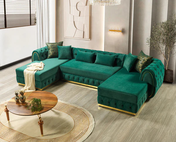 Jessie Green Velvet Double Chaise 138" Sectional