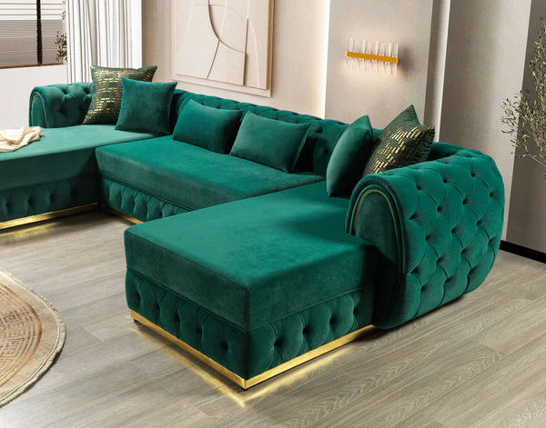 Jessie Green Velvet Double Chaise 138" Sectional