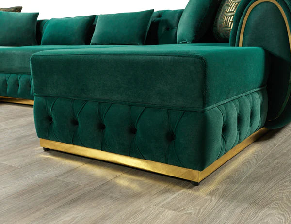 Jessie Green Velvet Double Chaise 138" Sectional