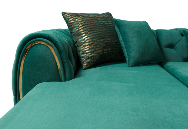 Jessie Green Velvet Double Chaise 138" Sectional