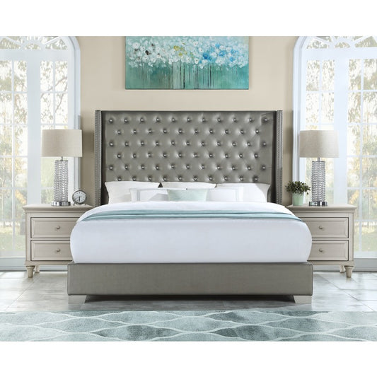 SH228-1* UPHL PU QUEEN BED, SILVER