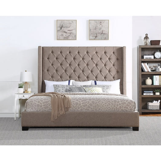 KING BED WITH BROWN FABRIC King size