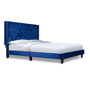 SH283BLUK-1EK KING PLATFORM BED WITH BLUE VELVET