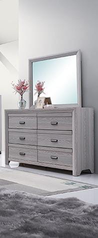 Queen BED FRAME +NIGHTSTAND+DRESSER AND MIRROR SETB6710 ADELAIDE DRIFT WOOD BEDROOM GROUP-