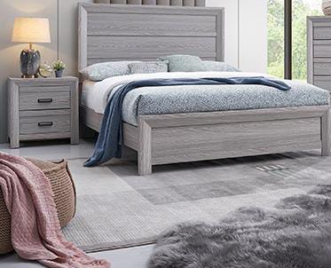 Queen BED FRAME +NIGHTSTAND+DRESSER AND MIRROR SETB6710 ADELAIDE DRIFT WOOD BEDROOM GROUP-