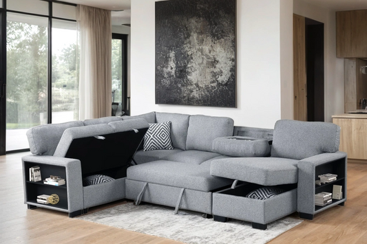 Atlantic Gray Sectional With Pull-Out Bed **NEW ARRIVAL**