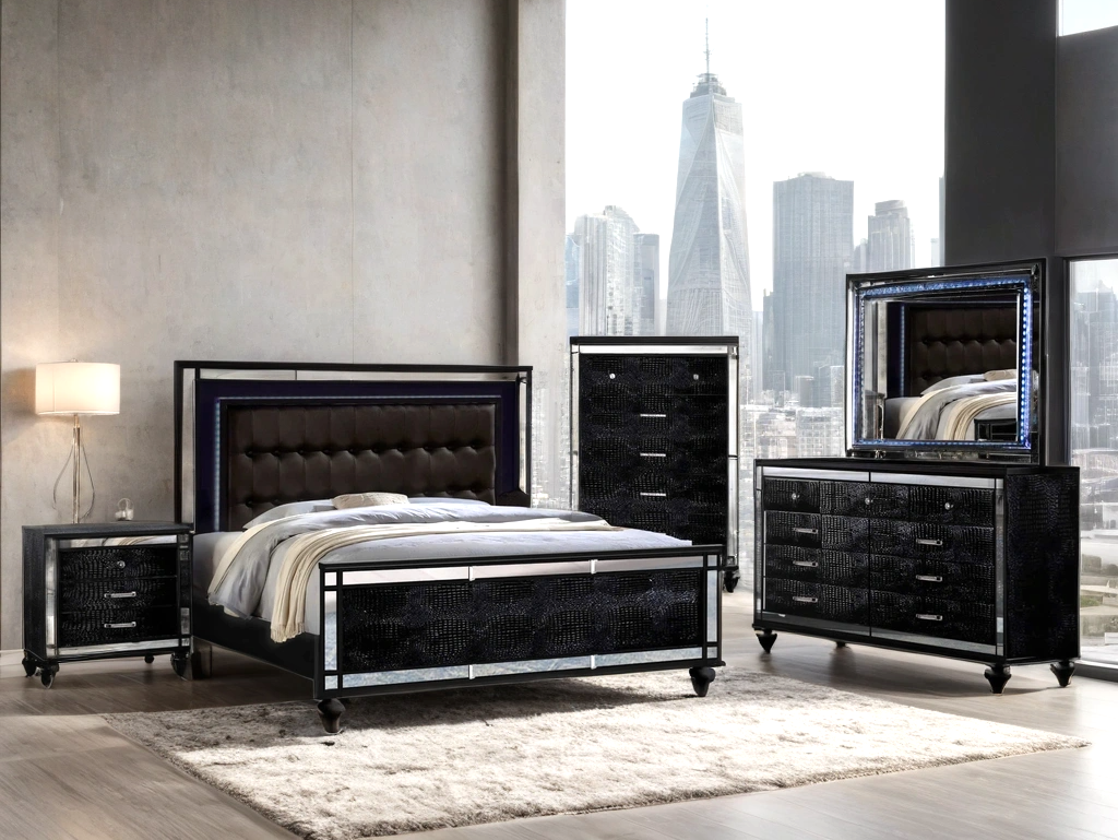 Blanca2 Black Bedroom Set Queen, King