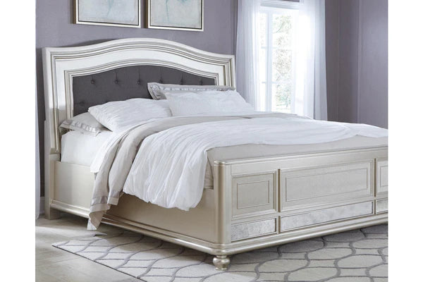 Coralayne Silver King Panel Bed