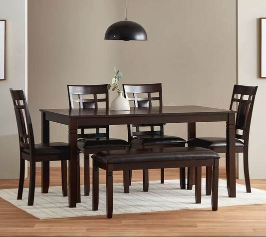 D1015 - Dining Table + 4 Chair + Bench Set