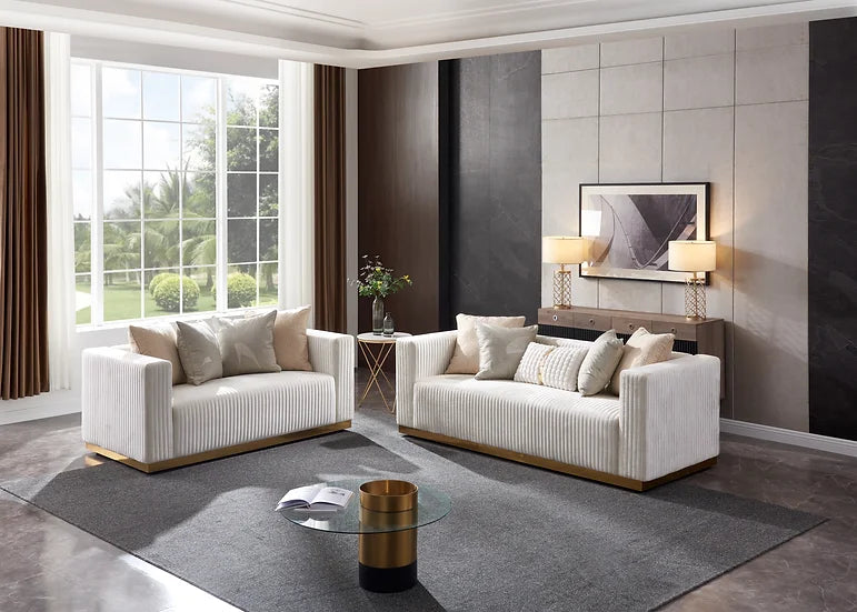 S3168 Alisha (Ivory) - Sofa & Loveseat