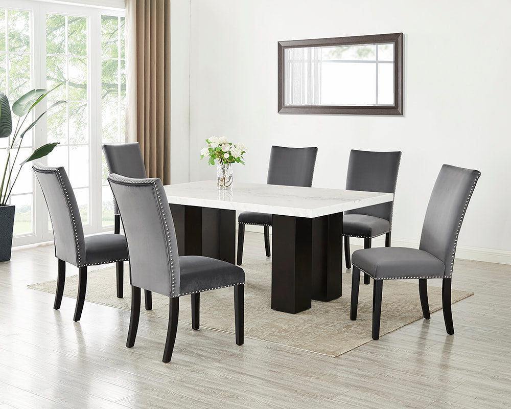 Finland- (GENUINE MARBLE) Table & 6-Chairs