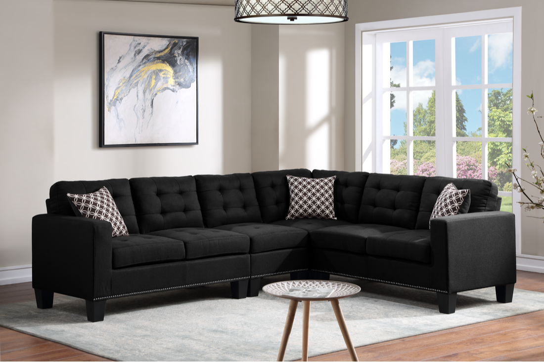 Logan Black - Reversible Sectional (Linen)