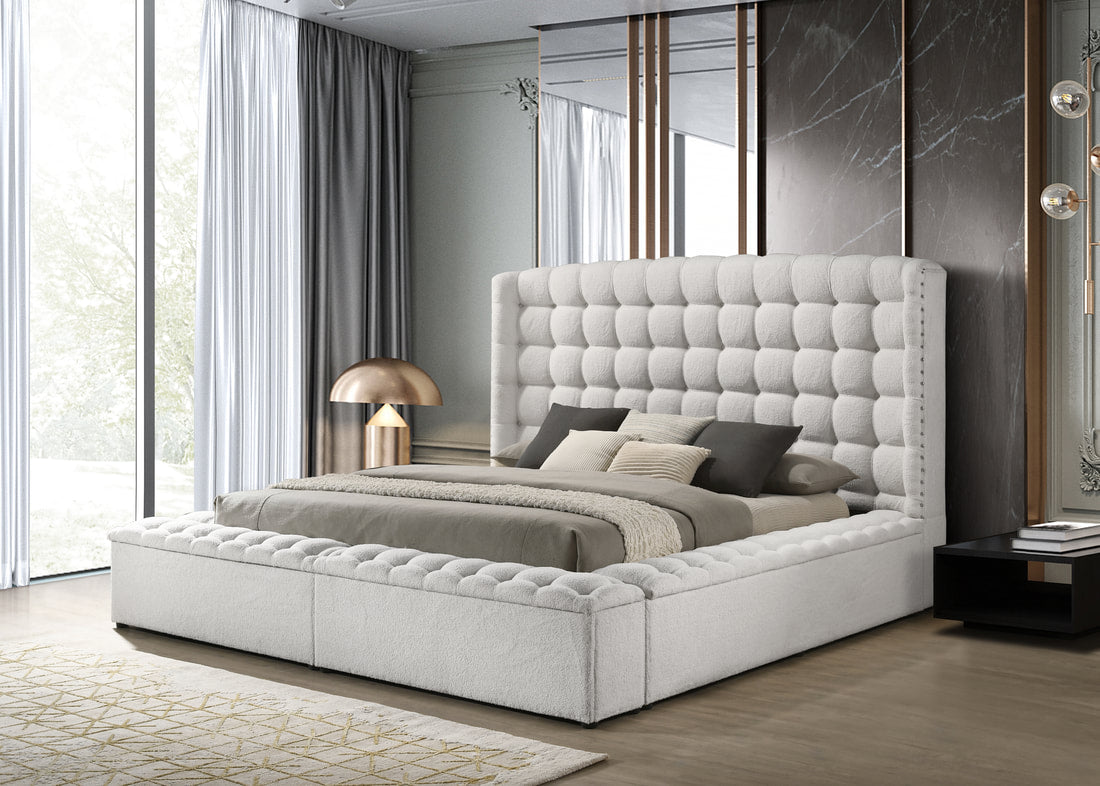 Madonna White Platform Bed - Queen, King