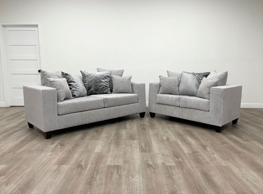 Sturdy wood frame 2Pc Sofa & Loveseat - white