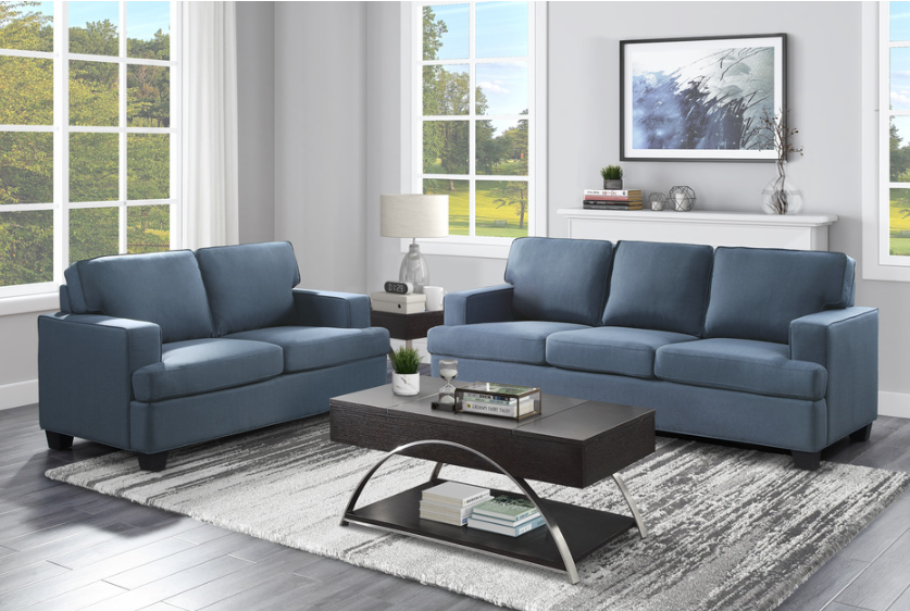 Modern sofa and Love Seating - Elmont Collection - sky blue