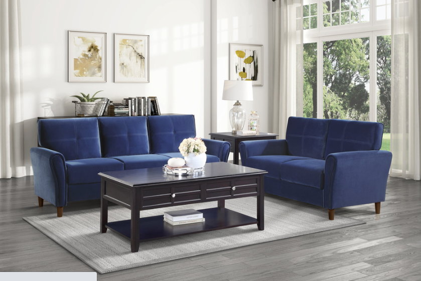 blue 2-Piece Sofa and Loveseat Set 