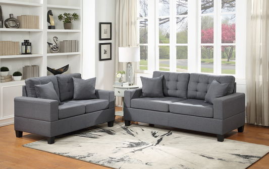 Stylish 2-Piece Loveseat and Sofa Set with Accent Tufting