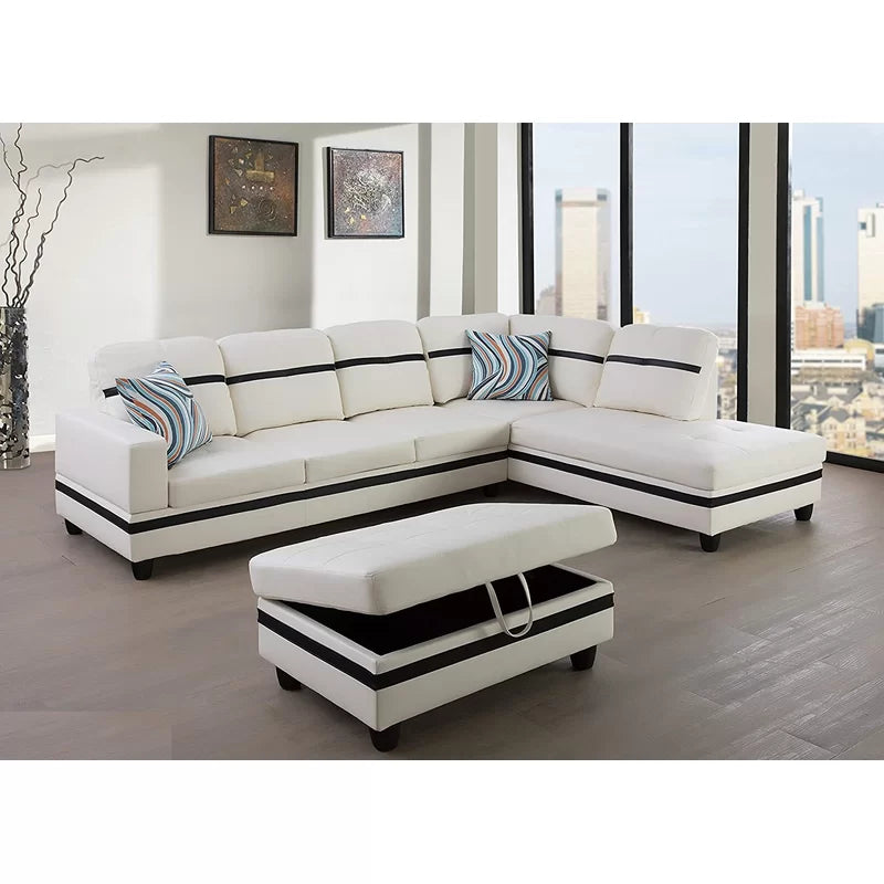 3PC SET Beverly G. Furniture Sectionals with ottoman Faux Leather