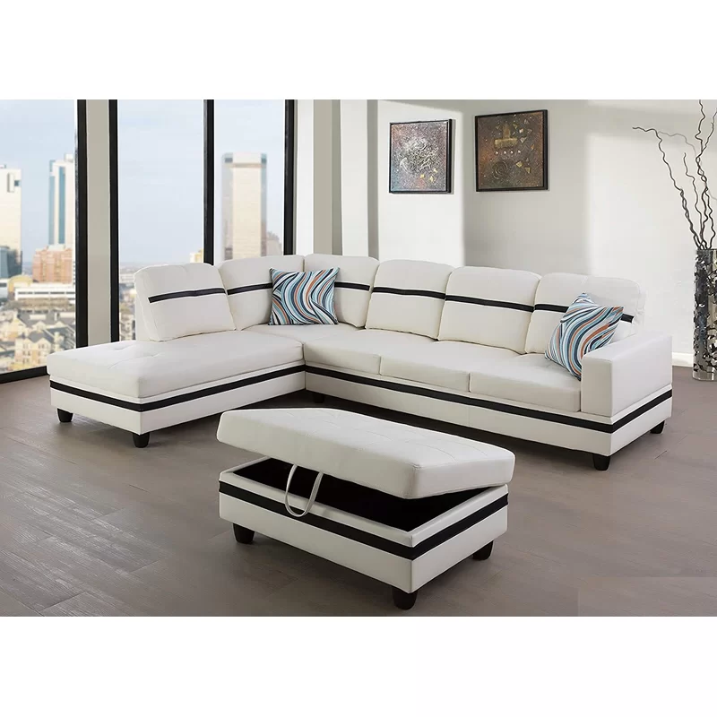 3PC SET Beverly G. Furniture Sectionals with ottoman Faux Leather