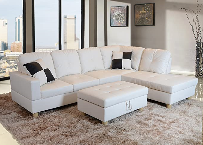 3PC SET Beverly G. Furniture Sectionals with ottoman Faux Leather